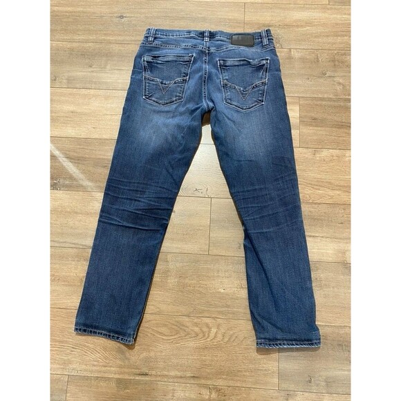 BKE Buckle Mason Tapered Mens 32X28 Thick Stitch Whiskers Blue Denim Jeans - Picture 7 of 9